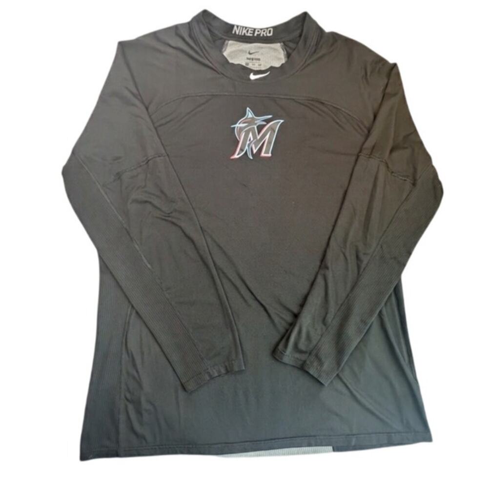 Nike Miami Marlins Long Sleeve Compression Shirt Black Performance Base Layer